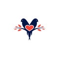 twin bird love logo icon