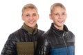 Twin brothers in autumn jacket Royalty Free Stock Photo
