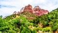 The Twin Brothers and East Temple Mountains viewed from the Pa`rus Trail in Zion National park, Utah Royalty Free Stock Photo