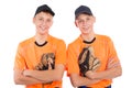 Twin brothers in the form of a baseball game Royalty Free Stock Photo