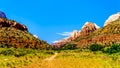 Twin Brothers mountain and Mountain of the Sun in Zion National Park in Utah, United Sates