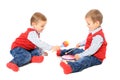 Twin brothers playing together Royalty Free Stock Photo