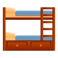 Twin bunk bed icon, cartoon style