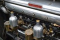Twin carburettors on a vintage Bentley engine. Royalty Free Stock Photo