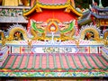 Twin china dragon statue on the roof in china temple Royalty Free Stock Photo