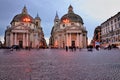 Twin Churches on Piazza del Popolo Royalty Free Stock Photo