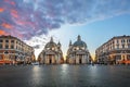 Twin Churches of Piazza del Popolo in Rome, Italy Royalty Free Stock Photo