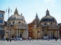 Twin Churches, Piazza del Popolo, Rome, Italy Royalty Free Stock Photo