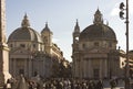 The twin churches of Santa Maria in Montesanto and Santa Maria dei Miracoli Royalty Free Stock Photo