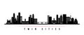 Twin cities skyline horizontal banner.