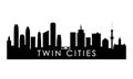 Twin Cities skyline silhouette. Royalty Free Stock Photo