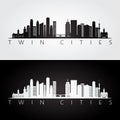 Twin cities USA skyline and landmarks silhouette