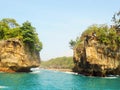 Twin coral islands in the middle of the sea,Sawarna,Indonesia,Asia Royalty Free Stock Photo