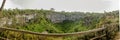 Twin craters with a wooden railing to see the landscape Royalty Free Stock Photo