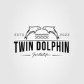 twin dolphin or ocean whale logo vector illustration design Royalty Free Stock Photo