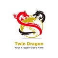 Twin dragon logo , dragon vector logo