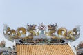 Twin dragon statue on the roof Royalty Free Stock Photo