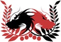 Twin dragons in red and black isolated