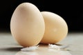 Twin eggs and feather Royalty Free Stock Photo