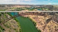 Twin Falls, Idaho. Perrine Memorial Bridge and beautiful canyon as seen from drone Royalty Free Stock Photo