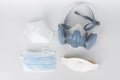 Twin filter half face respirator mask ffp3 , respirator ffp1, ffp2 and face mask, personal protective equipment to protect against Royalty Free Stock Photo