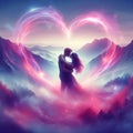 Twin flame couple. Soulmates. The concept of magical, esoteric, tantric, spiritual love. Connection between souls