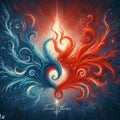 Twin flame couple. Soulmates. The concept of magical, esoteric, tantric, spiritual love. Connection between souls