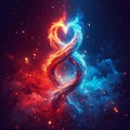 Twin flame couple. Soulmates. The concept of magical, esoteric, tantric, spiritual love. Connection between souls