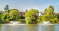 Twin fountains in a Sussex village pond Royalty Free Stock Photo