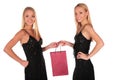 Twin girls holding small bag Royalty Free Stock Photo