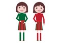 Cute little Twin Girls Vector Isolated on white background. Flat Royalty Free Stock Photo