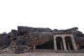 Kandagiri and Udaygiri caves view on isolated white background, Bhubaneswar, Odisha, India.