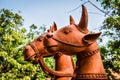 Twin Horse Statue Made with Red Clay The Great South Indian Traditional Hand Made Statue Beautiful Scenario