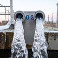 Powerful Water Flow from an Industrial Pump Royalty Free Stock Photo