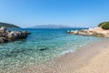 The Twin Islands of Ksamil in southern Albania are connected to one another via a narrow sand belt Royalty Free Stock Photo