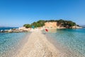 The Twin Islands of Ksamil in southern Albania are connected to one another via a narrow sand belt Royalty Free Stock Photo