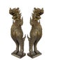 Twin Kraison Rajasri Wood Statue on White Background with Clipping Path Royalty Free Stock Photo