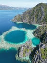 Twin lagoon philippines with drone Royalty Free Stock Photo