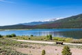 Twin Lake and snow capped Mountains Royalty Free Stock Photo