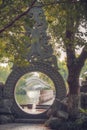 White arched bridges on Shan Lake in Riyue Shuangta Cultural Park in Guilin