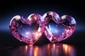 Twin neon hearts create a mesmerizing display, embodying loves radiant energy