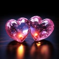 Twin neon hearts emit a radiant and enchanting glow in the dark