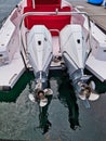 Twin Outboard Motors on Recreational Sport Boat Royalty Free Stock Photo