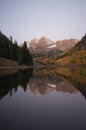 The twin peaks of the Maroon Bells and Maroon Lake Royalty Free Stock Photo