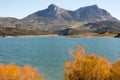 Twin peaks of Tagus Algarin and the Sima de las Grajas, by the reservoir Zahara-El Gastor, near Zahara de la Sierra Royalty Free Stock Photo