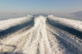 Twin propeller speed boat wake Royalty Free Stock Photo