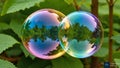 Twin pure bubble generate ai Royalty Free Stock Photo