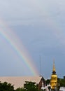 Twin rainbow in rainy day in the evening