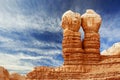 Twin rocks in the blue sky of utah Royalty Free Stock Photo