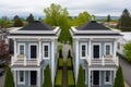 twin rooftops on a greek revival symmetrical building